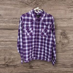 Outback Trading Co. Purple Button Down Plaid Shirt Size 1X